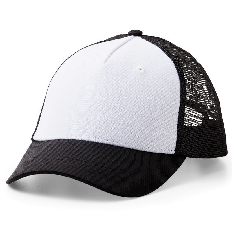 slide 1 of 4, Cricut Trucker Hat Blank Black/White: Plain Polyester Sublimation Blanks for Crafting, 1 ct