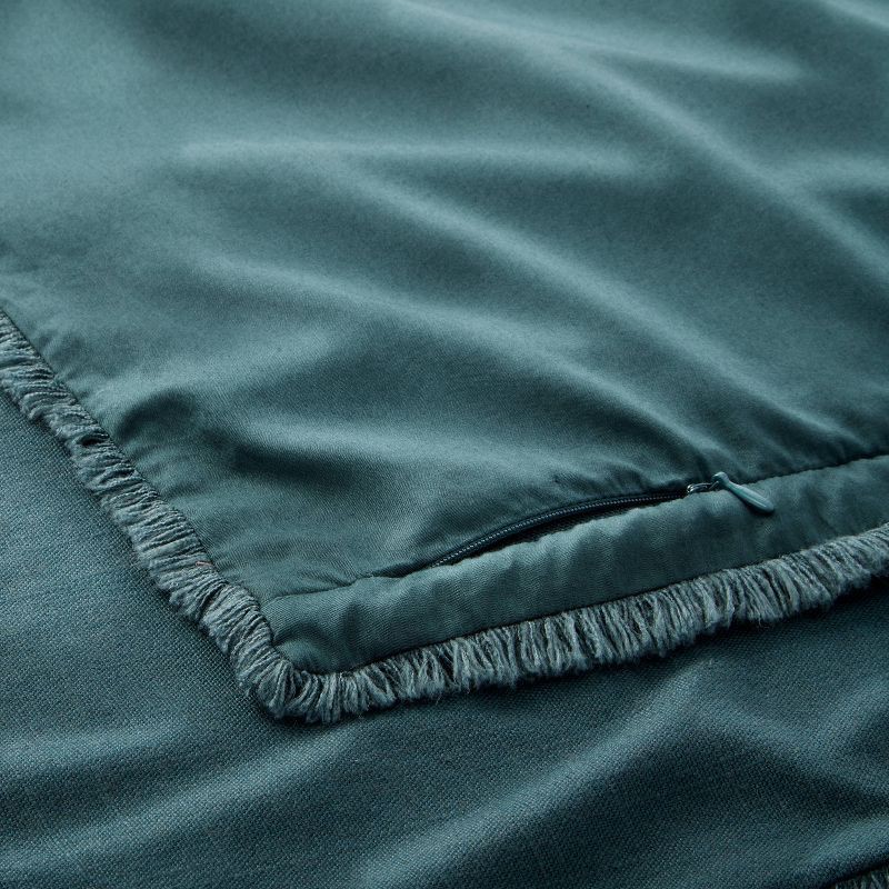 slide 6 of 8, King/California King Heavyweight Linen Blend Comforter & Sham Set Dark Teal Blue - Casaluna™: Woven Rayon, Zipper Closure, 1 ct