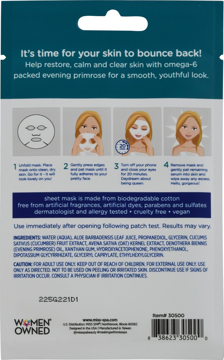 slide 2 of 12, Miss Spa Evening Primrose Nourishing Sheet Mask 0.56 oz, 0.56 oz