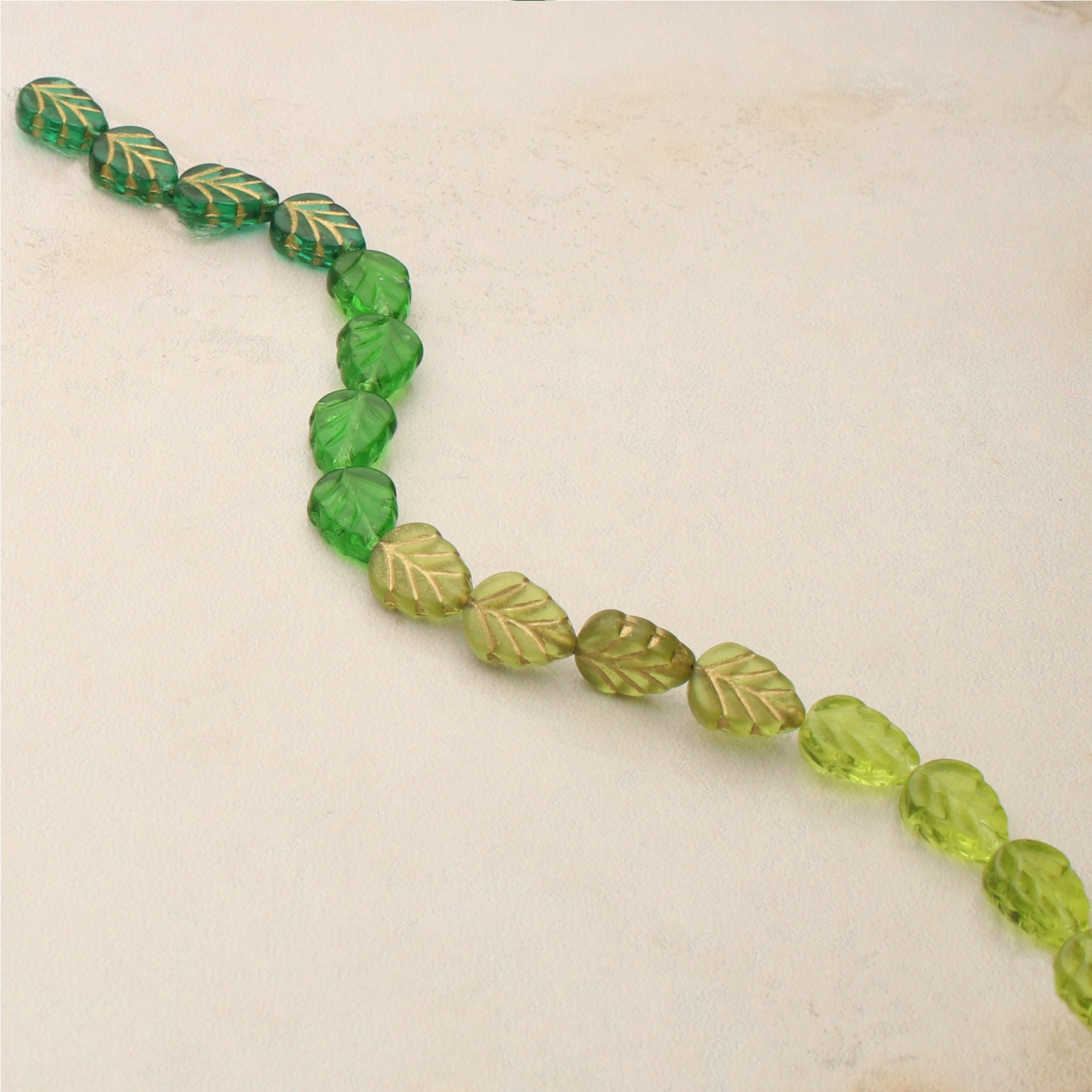 slide 2 of 5, Green Czech Glass Leaf Beads, 10.5mm By Bead Landing, 10.5mm