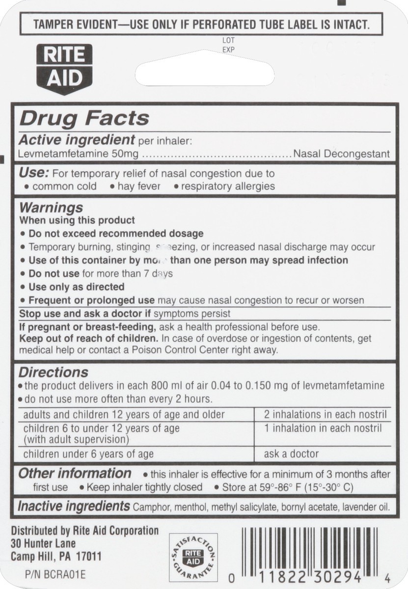 slide 3 of 3, Rite Aid Ra Nasal Decong Inhlr, 1 ct