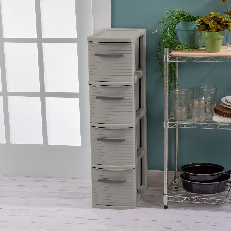 slide 3 of 8, 4 Drawer Skinny Tower Dark Gray - Brightroom™: Plastic Storage Drawers, Decorative Organizer, No Assembly Required, 1 ct