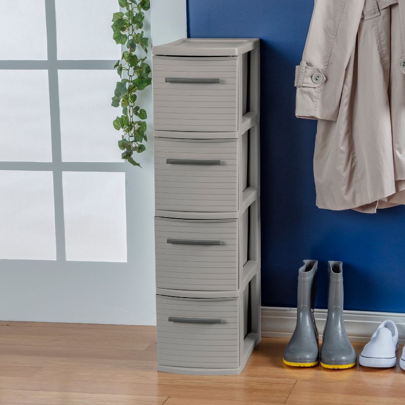 slide 4 of 8, 4 Drawer Skinny Tower Dark Gray - Brightroom™: Plastic Storage Drawers, Decorative Organizer, No Assembly Required, 1 ct