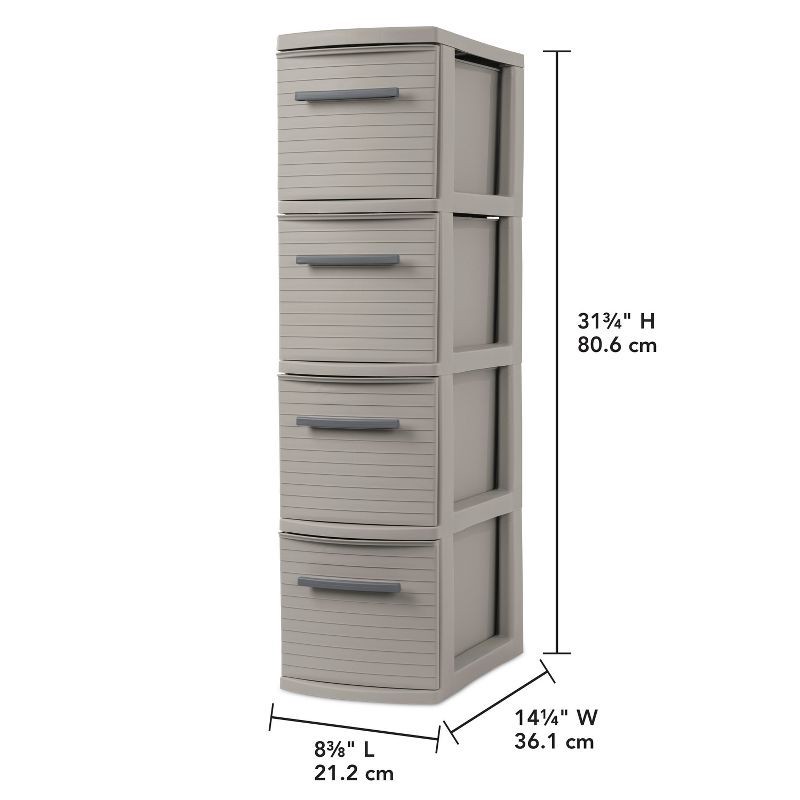 slide 8 of 8, 4 Drawer Skinny Tower Dark Gray - Brightroom™: Plastic Storage Drawers, Decorative Organizer, No Assembly Required, 1 ct