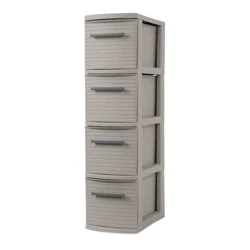 4 Drawer Skinny Tower Dark Gray - Brightroom™: Plastic Storage Drawers, Decorative Organizer, No Assembly Required