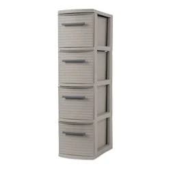 4 Drawer Skinny Tower Dark Gray - Brightroom™: Plastic Storage Drawers, Decorative Organizer, No Assembly Required