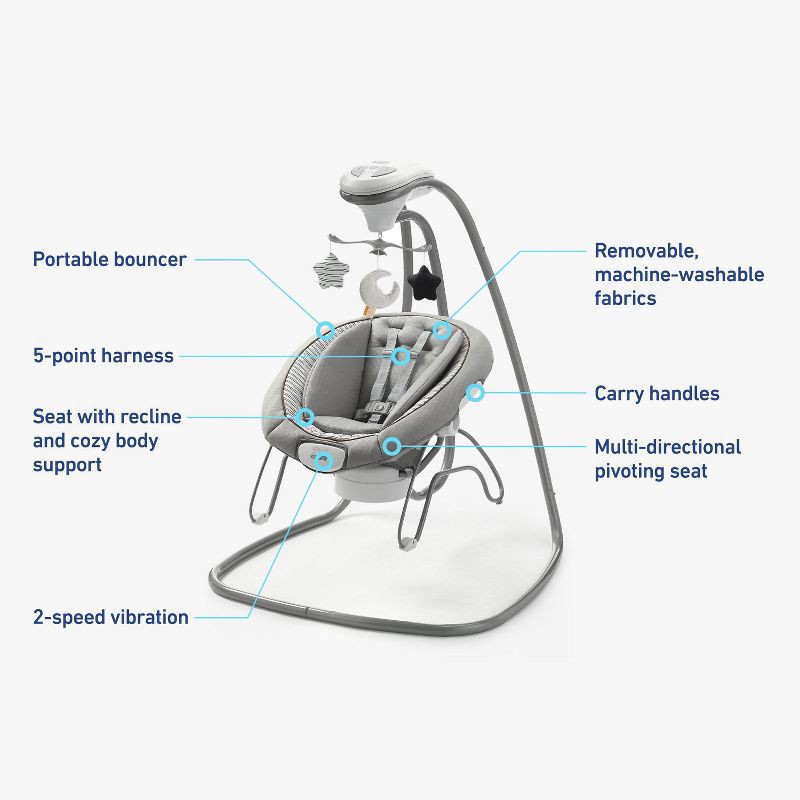 slide 7 of 7, Graco DuetConnect Deluxe Multi-Direction Baby Swing and Bouncer - Britton, 1 ct