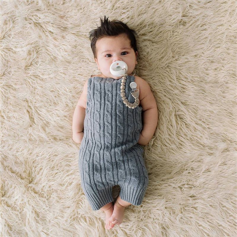 slide 2 of 5, Itzy Ritzy Beaded Pacifier Clip - Universal Fit, Silicone Holder - Toast, 1 ct