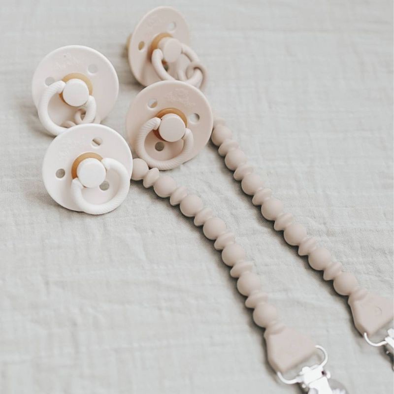 slide 4 of 5, Itzy Ritzy Beaded Pacifier Clip - Universal Fit, Silicone Holder - Toast, 1 ct