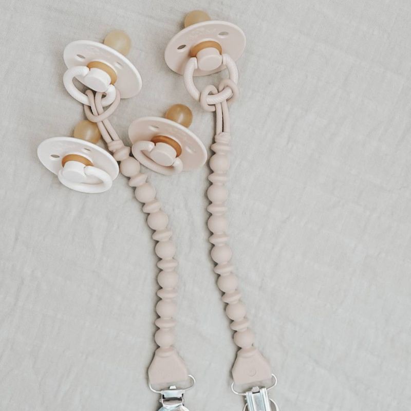 slide 5 of 5, Itzy Ritzy Beaded Pacifier Clip - Universal Fit, Silicone Holder - Toast, 1 ct