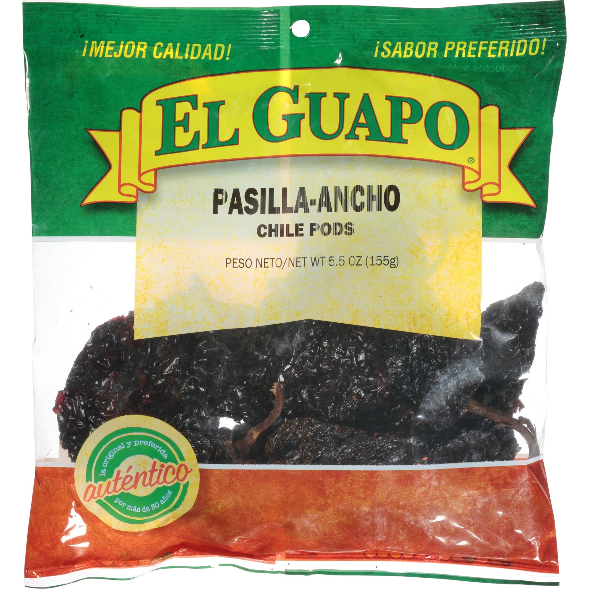 slide 1 of 9, El Guapo Whole Pasilla Ancho Chili Pods (Chile Pasilla Ancho), 5.5 oz, 5.5 oz