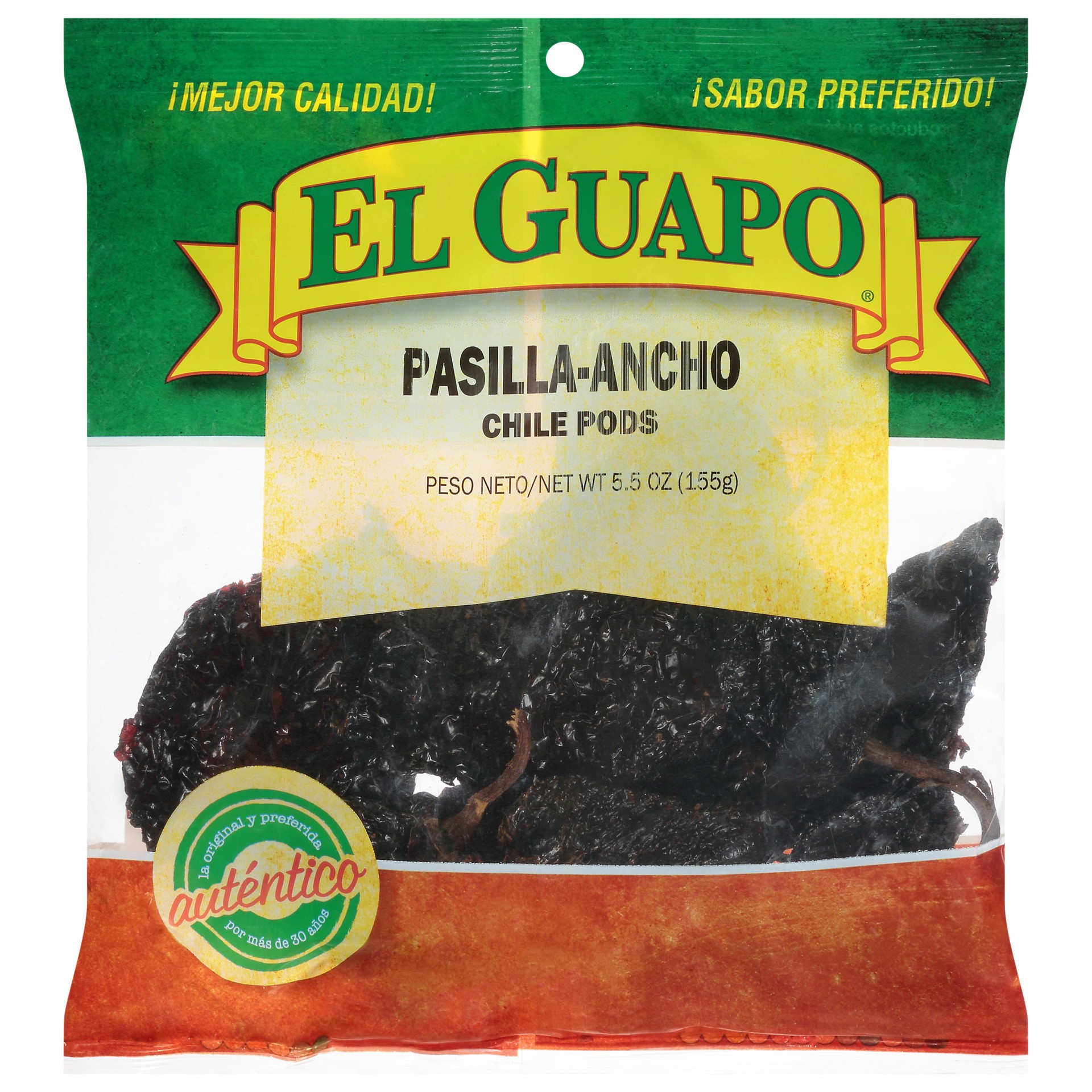 slide 1 of 9, El Guapo Whole Pasilla Ancho Chili Pods (Chile Pasilla Ancho), 5.5 oz, 5.5 oz