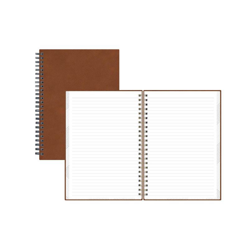 slide 4 of 7, Lined Journal Safety Wirebound Non-Dated 5.75"x8.5" Tan - Blue Sky: Faux Leather Hard Cover, Narrow Ruled, 80 Pages, Adult Stationery, 1 ct