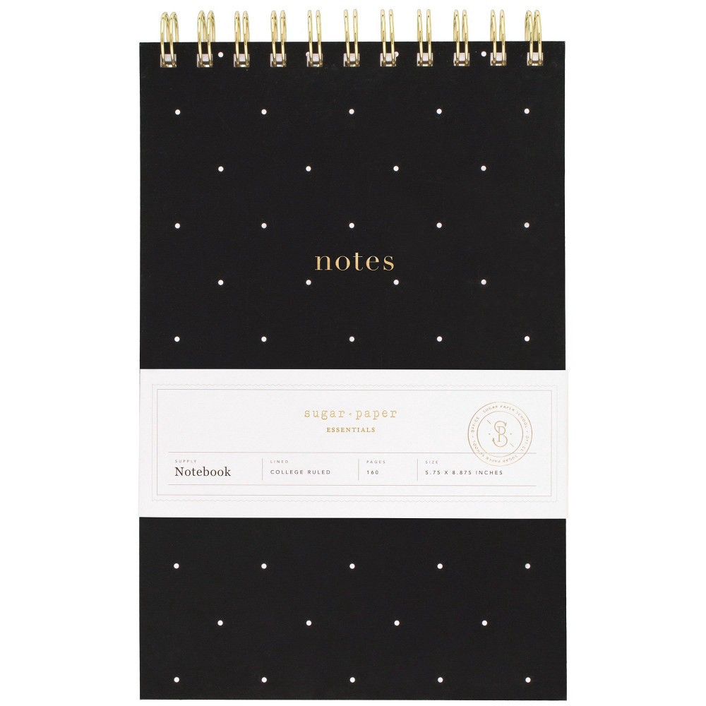 College Ruled 1 Subject Spiral Notebook Topbound Black with White Dot ...