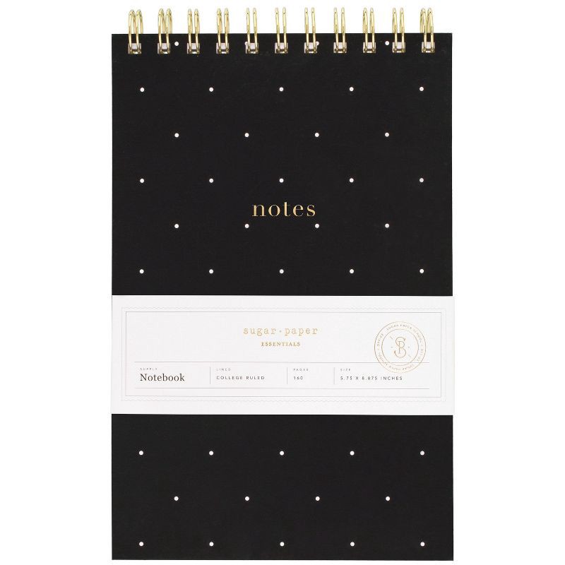slide 2 of 7, College Ruled 1 Subject Spiral Notebook Topbound Black with White Dot - Sugar Paper Essentials, 1 ct