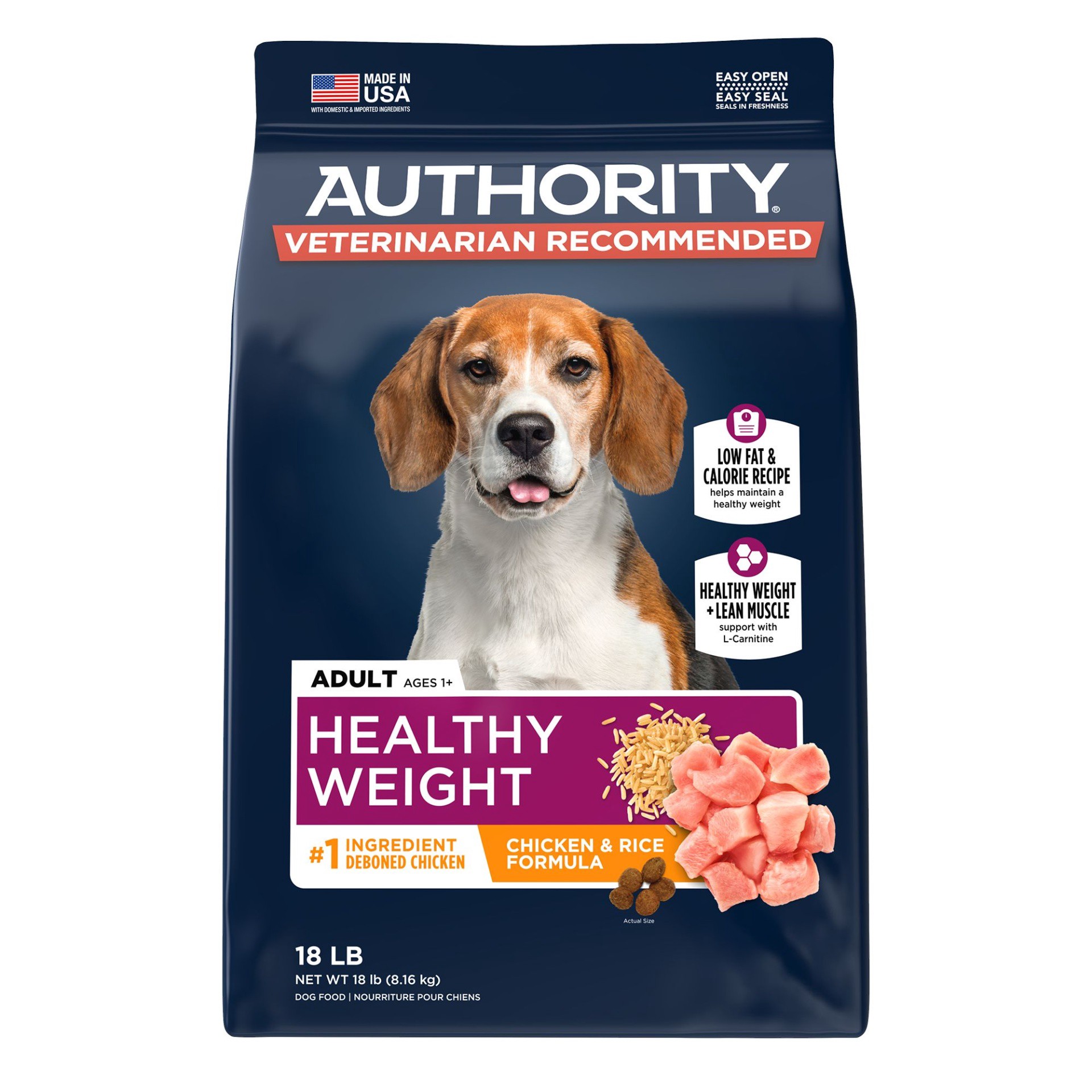 slide 1 of 1, Authority Weight Management Adult Dry Dog Food - Chicken, 18 lb