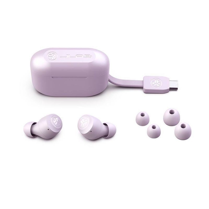 slide 3 of 8, JLab GO Air Pop True Wireless Bluetooth Earbuds - Lilac: Built-In Microphone, Sweat-Resistant, 1 ct