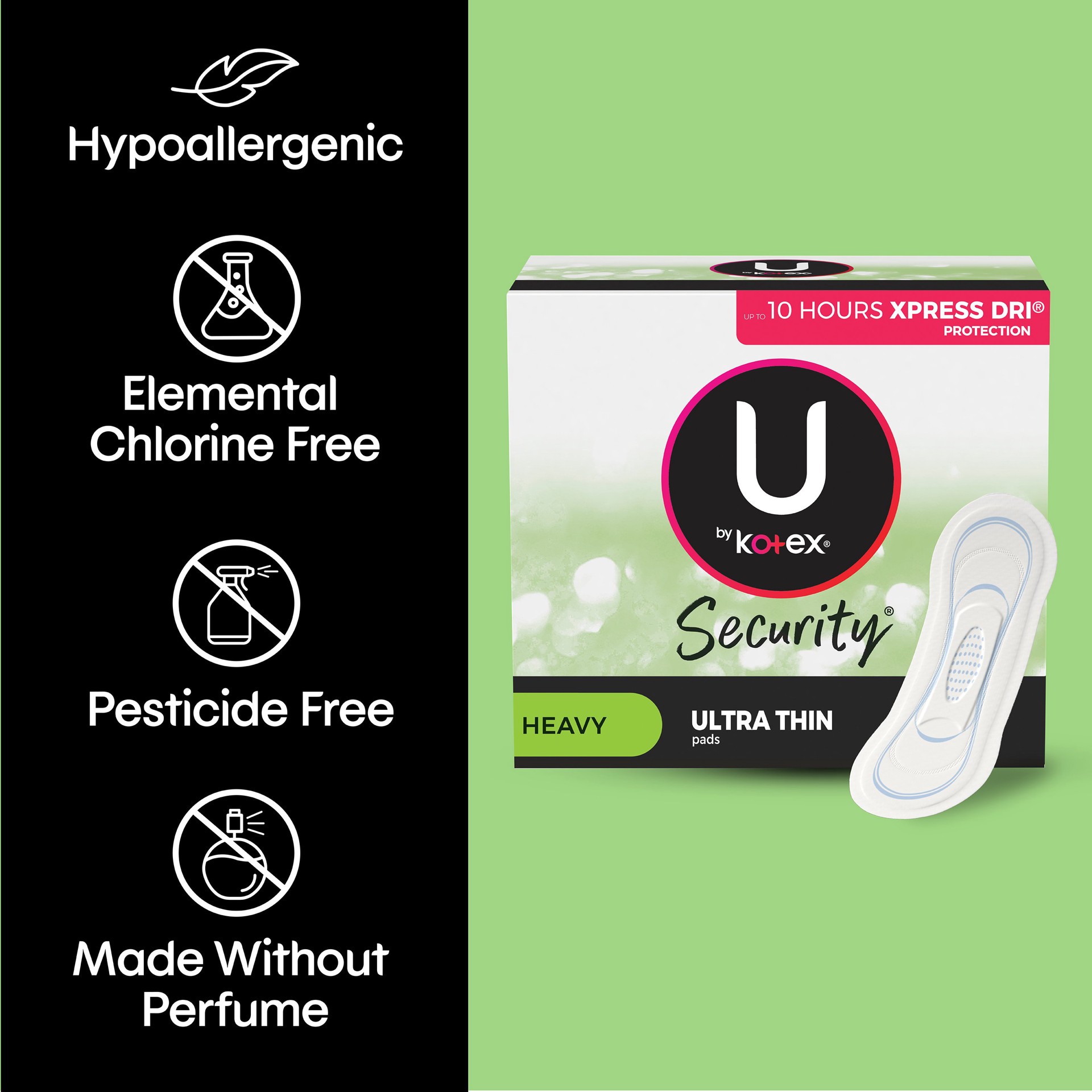 slide 2 of 5, U by Kotex Clean & Secure Ultra Thin Pads, Heavy Absorbency, 20 Count, 20 ct