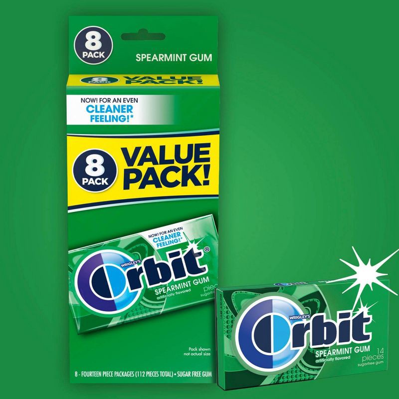 slide 2 of 6, Orbit Spearmint Sugar Free Chewing Gum Bulk Pack- 14ct, 14 ct