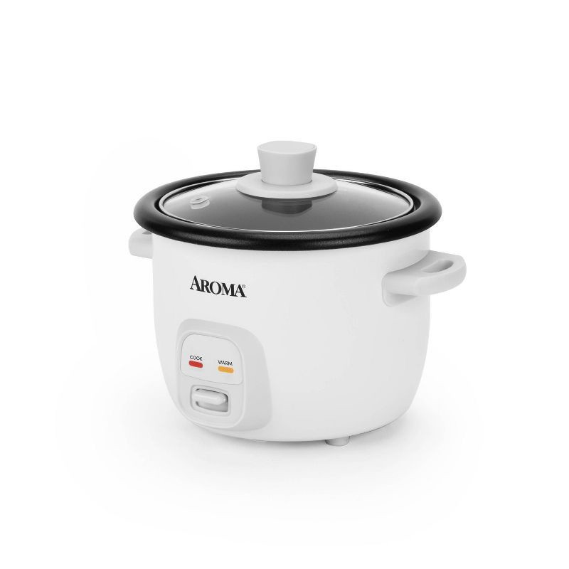 slide 2 of 13, Aroma 4 Cup Pot Style Rice Cooker White: Nonstick, Stay-Cool Handles, 1 Setting, 250W, Includes Glass Lid & Manual, 1 ct