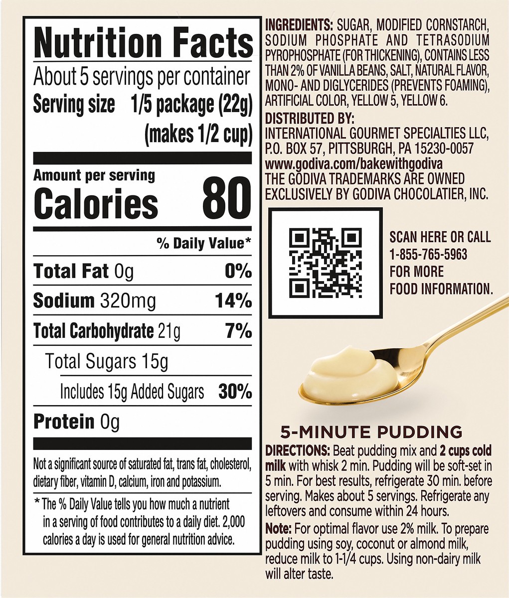 slide 10 of 11, Godiva White Chocolate Vanilla Bean Instant Pudding Mix, 3.9 oz Box, 3.9 oz