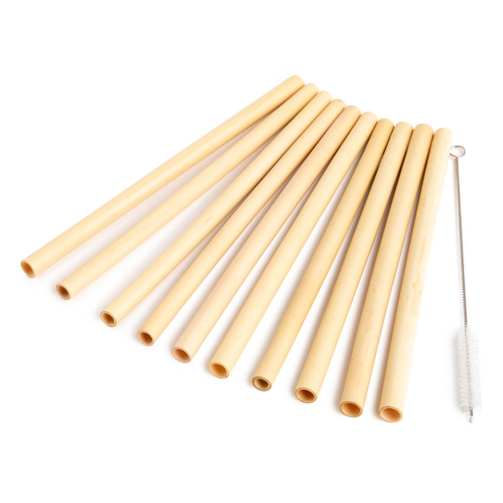 10ct Reusable Bamboo Straws Beige - Spritz™