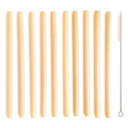 10ct Reusable Bamboo Straws Beige - Spritz™
