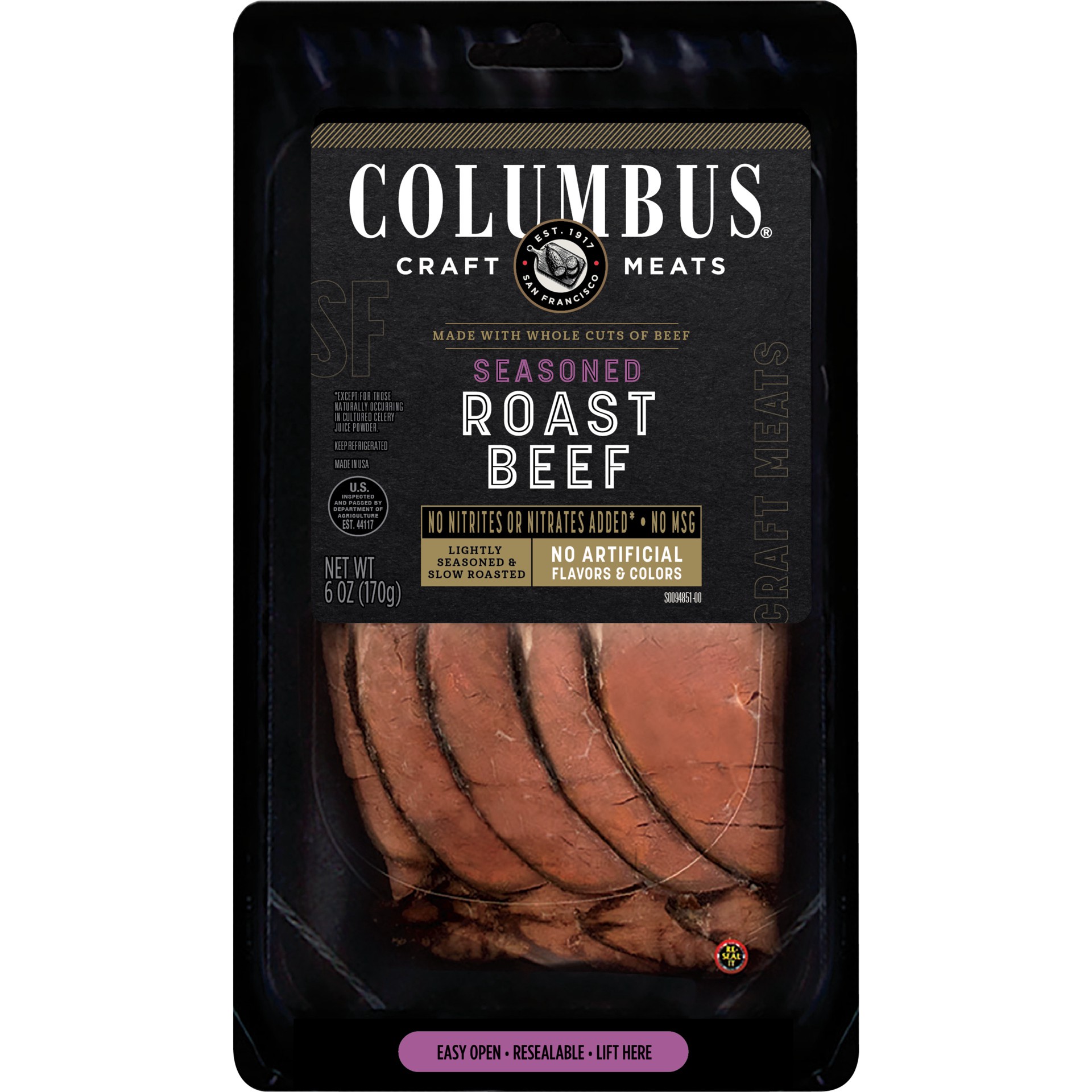 slide 1 of 2, Columbus Roast Beef Conventional, 6 oz