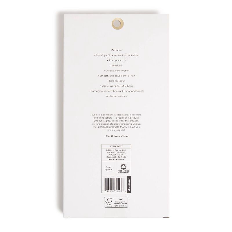 slide 3 of 6, U Brands 6ct Ballpoint Pens Soft Touch Monterey Cottage Core: Best Pen Brand, Retractable, Non-Toxic, Black Ink, 6 ct