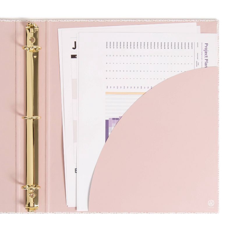 slide 5 of 5, U Brands 1" Binder Sophisticated Speckle: Cute Aesthetic Hard Cover, 200 Sheet Capacity, Light Pink, 2 Pockets, 1 ct