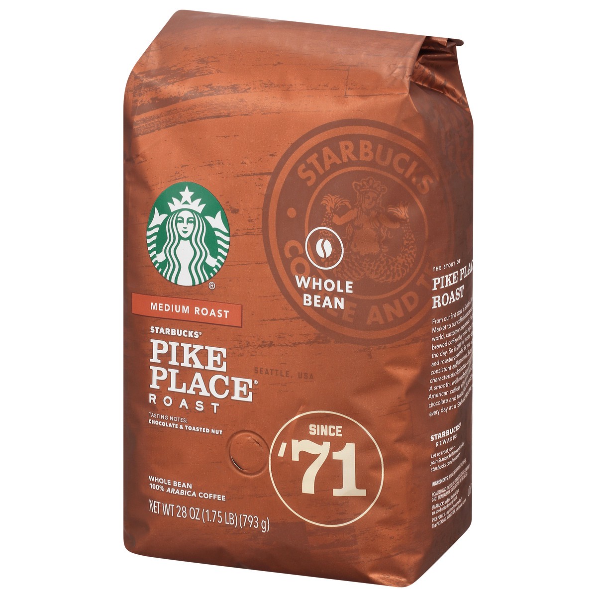 slide 4 of 10, Starbucks Whole Bean Medium Roast Pike Place Roast Coffee 28 oz, 28 oz