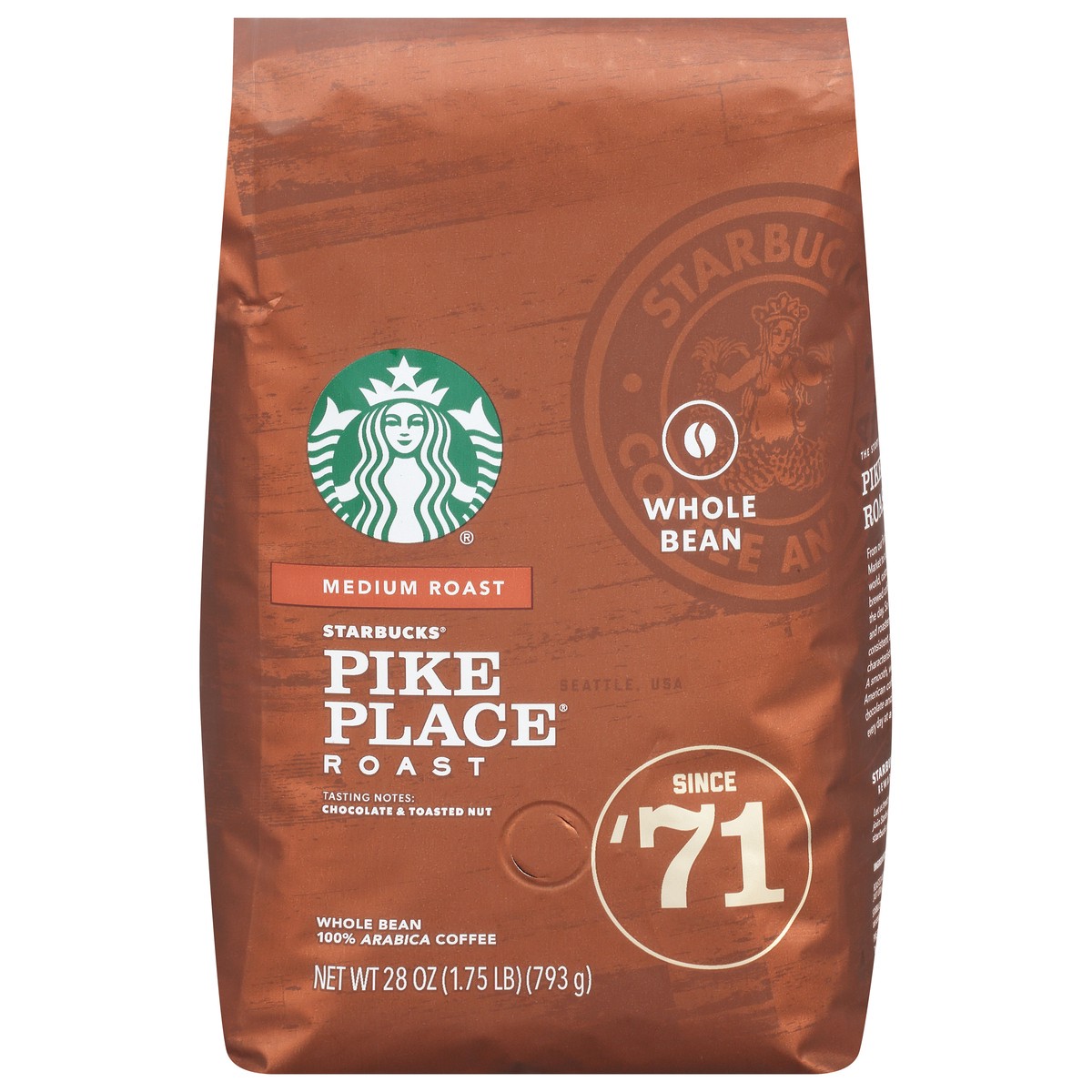slide 3 of 10, Starbucks Whole Bean Medium Roast Pike Place Roast Coffee 28 oz, 28 oz