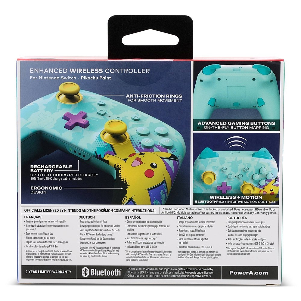 slide 13 of 13, PowerA Enhanced Wireless Controller for Nintendo Switch - Pikachu Paint, 1 ct