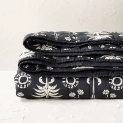 Opalhouse designed with Jungalow King Palm Frond Printed Quilt Black/Off-White - Opalhouse™ designed with Jungalow™: Polyester Fill, OEKO-TEX Certified, King Size