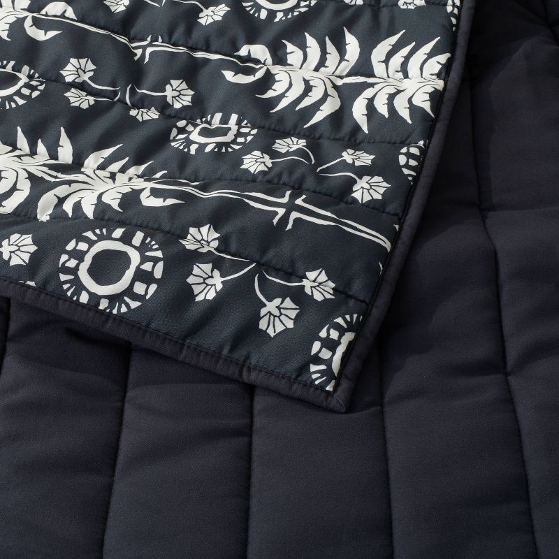 slide 4 of 4, Opalhouse designed with Jungalow Full/Queen Palm Frond Printed Quilt Black/Off-White - Opalhouse™ designed with Jungalow™: Polyester Year Round Comfort, Botanical Design, 1 ct