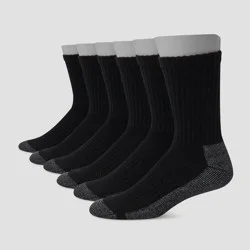 Hanes Men's Big & Tall Work Crew Socks 6pk - Black 12-14