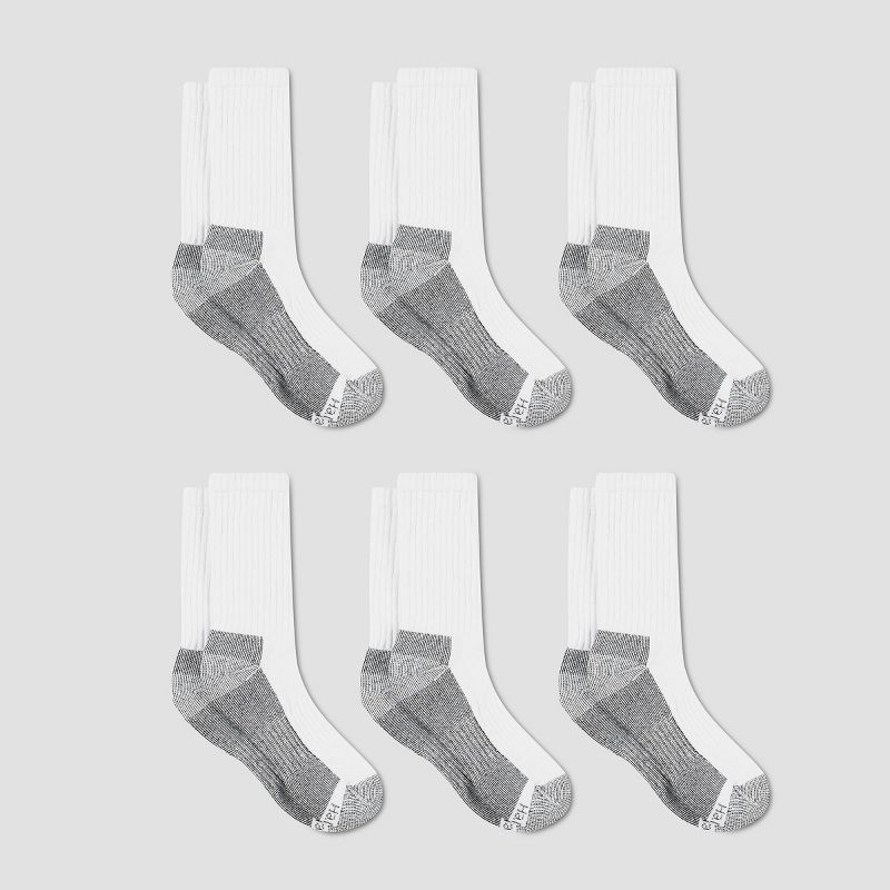 slide 2 of 3, Hanes Men's Big & Tall Work Crew Socks 6pk - White 12-14, 6 ct