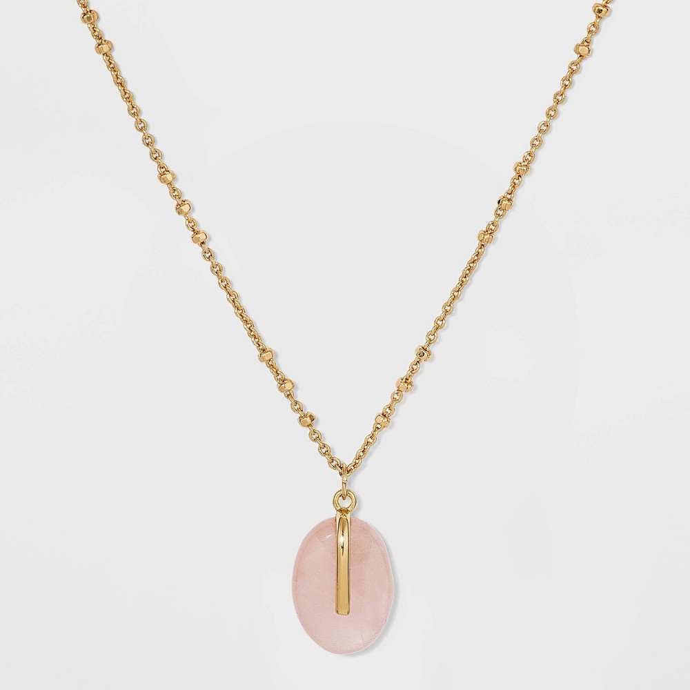 slide 2 of 4, Silver Plated Rose Quartz Pendant Necklace - A New Day Gold, 1 ct