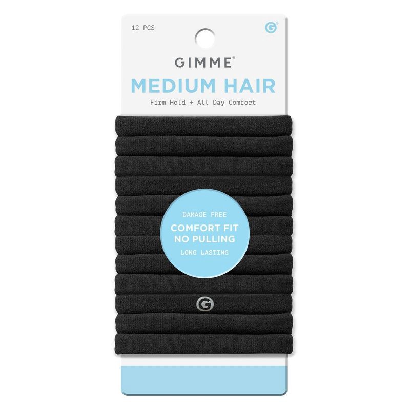 slide 1 of 8, Gimme Beauty Medium Hair Tie Bands - Black - 12ct, 12 ct