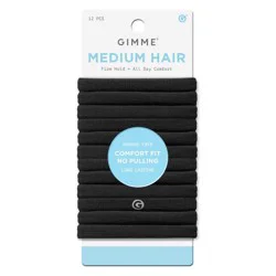 Gimme Beauty Medium Hair Tie Bands - Black - 12ct