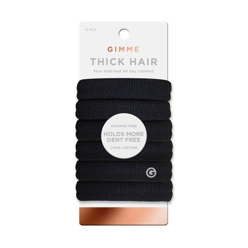 slide 1 of 5, Gimme Beauty Thick Hair Tie Bands - Black - 6ct, 6 ct