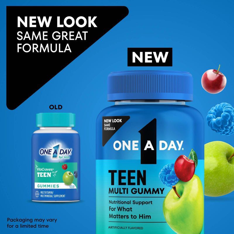 slide 3 of 10, One A Day Teen Multivitamin Gummies for Boys, with B Vitamins - 150ct, 150 ct
