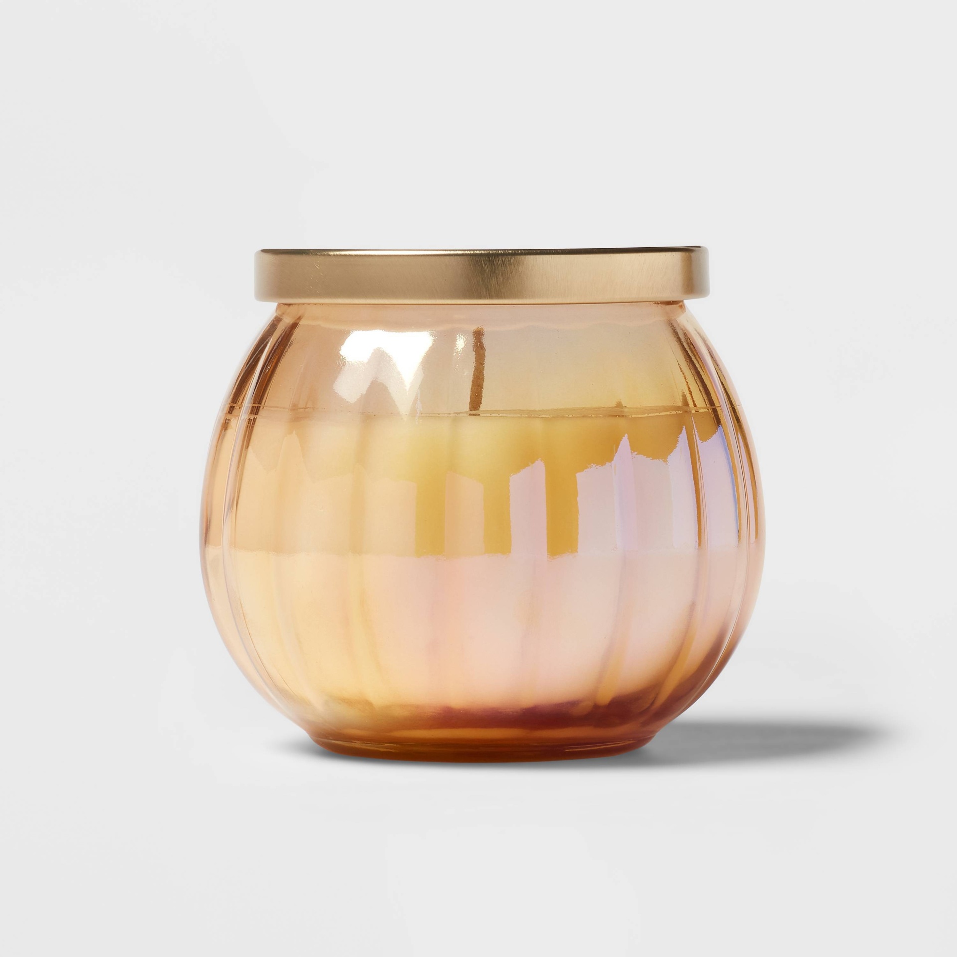 14oz Round Depression Glass Candle with Metal Lid Agave Coconut