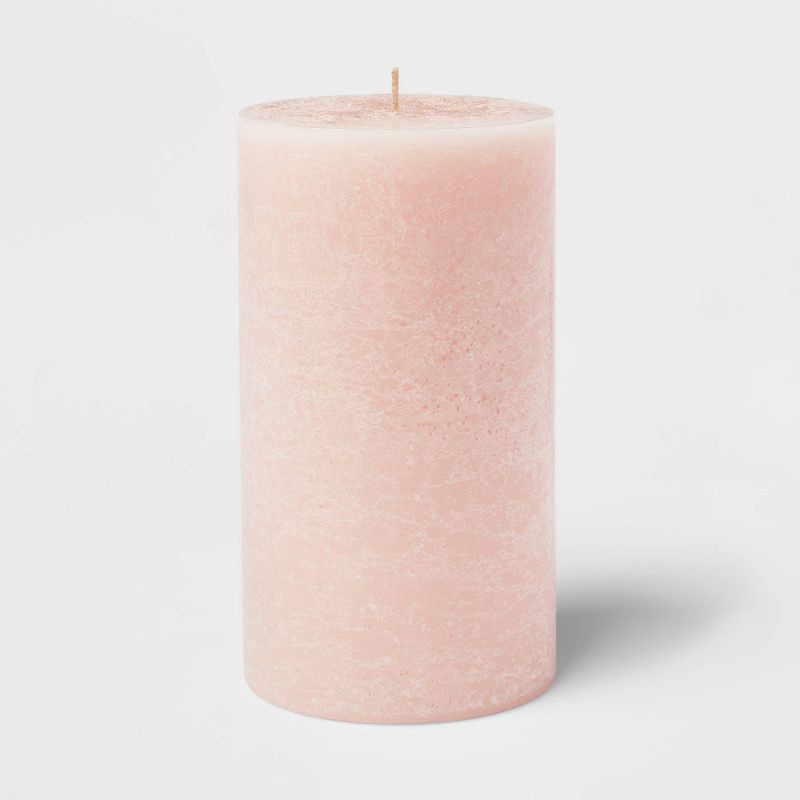slide 3 of 3, 7"x4" Peony & Cherry Blossom Cozy Pillar Candle Pink - Threshold™: Modern Traditional Decor, 100hr Burn Time, 1 ct