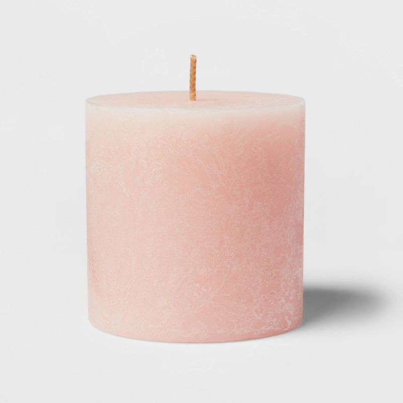 slide 3 of 3, 3"x3" Peony & Cherry Blossom Cozy Pillar Candle Pink - Threshold™: Scented, Modern Traditional Decor, 35h Burn Time, 1 ct