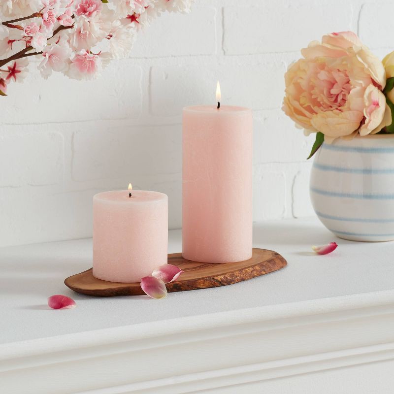 slide 2 of 3, 6"x3" Peony & Cherry Blossom Cozy Pillar Candle Pink - Threshold™: Scented, Modern Traditional Decor, 75hr Burn Time, 1 ct