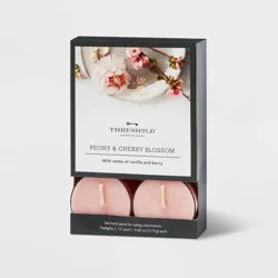 12pk Tealight Candles Peony and Cherry Blossom Pink - Threshold™: Scented, Spring Decor, 4hr Burn Time