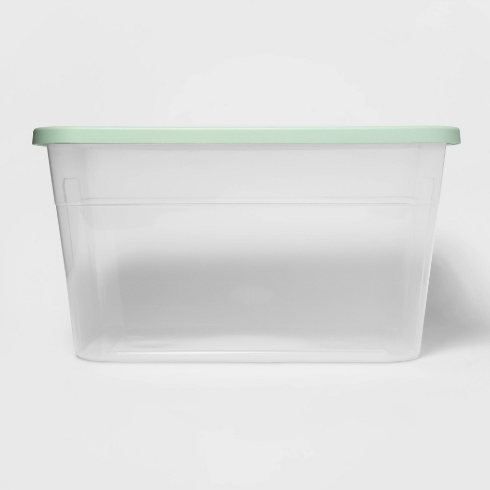 slide 3 of 12, 56qt Clear Storage Box Assorted Gray and Green Lids - Room Essentials, 56 qt