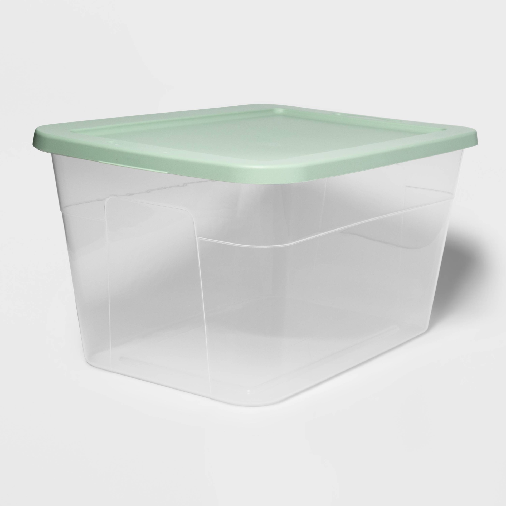 slide 1 of 12, 56qt Clear Storage Box Assorted Gray and Green Lids - Room Essentials, 56 qt