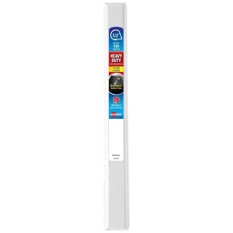 slide 4 of 4, Avery 0.5" D-Ring Binder Heavy Duty Dual View White/Black: Polypropylene, 135 Sheet Capacity, 4 Pockets, Hard Cover, 135 sheets